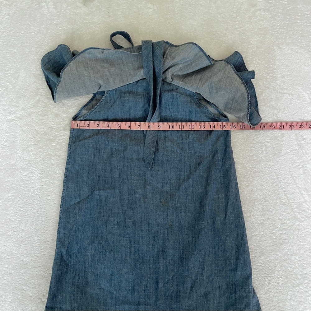 Alice + Oliva Alexia Off the Shoulder Ruffle Halter Mini Chambray Dress Small - Picture 9 of 15